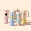 Funnydoor Pastel Stripe Cat Tumbler