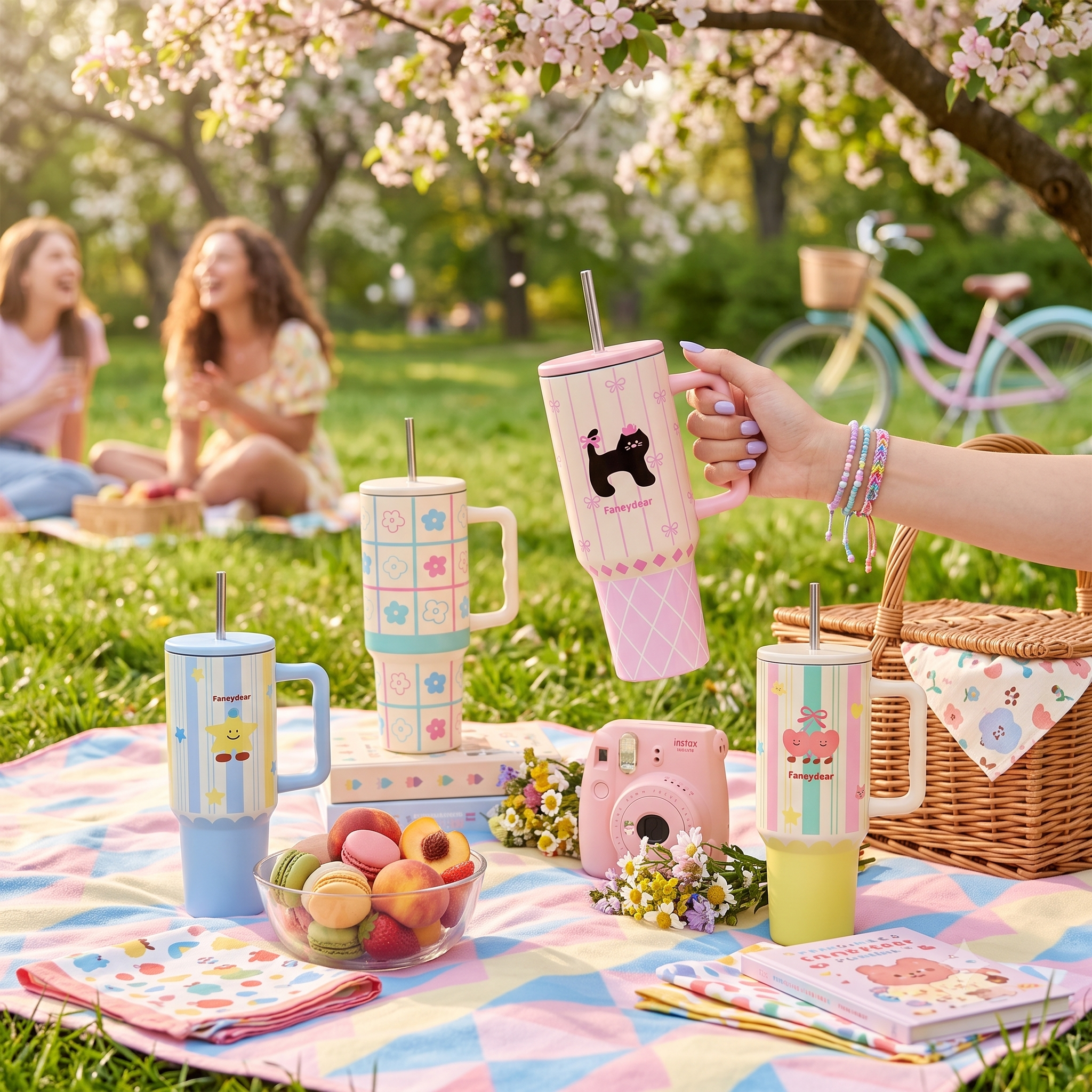 Funnydoor Pastel Stripe Cat Tumbler
