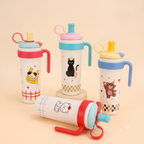Cute Puppy Black Cat Happy Day Ribbed Tumbler